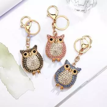 Брелок-кулон с мультяшной совой, сверкающие красочные стразы, инкрустированный автомобильным брелоком, сумка-рюкзак, подвесной брелок чёрный