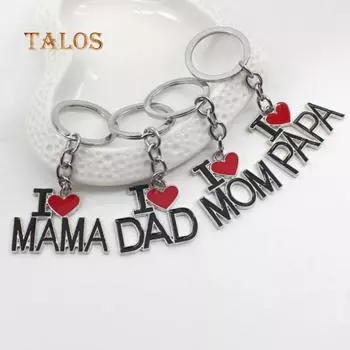 Брелок-кулон «Я люблю маму/папу/маму/папу» с буквами, подвесное ювелирное изделие на день отца/матери, брелок one size