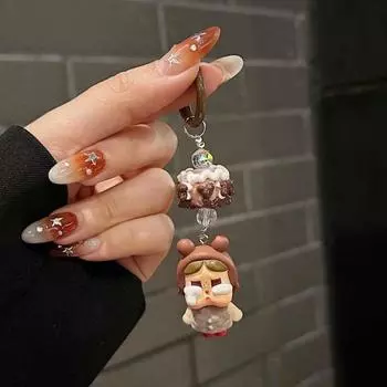 Брелок Labubu кавайный аниме мультяшный брелок кавайный рюкзак украшение автомобильный ключ аксессуары детский подарок на день рождения новая модель дубильная кора