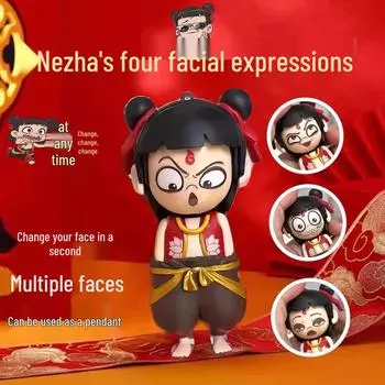 Брелок Лабубу Кукла-фигурка с меняющимся лицом Нечжа Игрушка Подарок