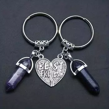 Брелок «Лучший друг и кристалл», одинаковый брелок для ключей «Дружба», кошелек, сумка, рюкзак, аксессуар для ключей от машины, выпускной, Рождественский подарок