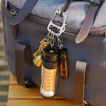 Брелок Lucky Cat из нержавеющей стали со съемными S-образными крючками, прочный портативный держатель для ключей для кемпинга на открытом воздухе, металлическая подвесная пряжка-карабин серебряный