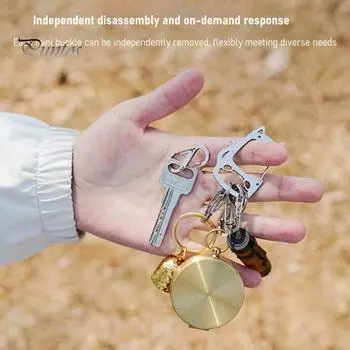 Брелок Lucky Cat из нержавеющей стали со съемными S-образными крючками, прочный портативный держатель для ключей для кемпинга на открытом воздухе, металлическая подвесная пряжка-карабин серебряный