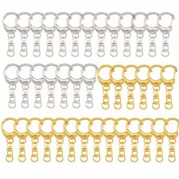Брелок металлический 40 шт. с поворотным кольцом ручной работы брелок DIY Craft золото серебро фурнитура, кольцо, аксессуары, принадлежности, детали,
