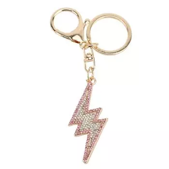 Брелок Молния из страз Милый брелок-подвеска в виде сверкающей молнии из цинкового сплава для кошелька розовый