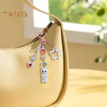 Брелок мультфильм плюшевый кот цветок рыба бант декор сумка на плечо школьная сумка украшение подвеска на день рождения подарок на день святого валентина серый