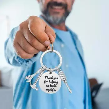 Брелок на День отца Если папа не может это починить Нержавеющая сталь Никто не может Отвертка Стальной молоток Гаечный ключ Папа C 30mm