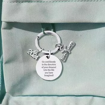 Брелок на выпускной 2024 года, вдохновляющий выпускников колледжей из нержавеющей стали с гравировкой «Люблю маму» E