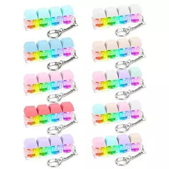 Брелок-непоседа с клавиатурой, 4 клавиши, игрушка-кликер на клавиатуре со светодиодной подсветкой, игрушка-непоседа с клавиатурой для взрослых, чтобы снять стресс, скоротать время Light Blue