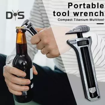 Брелок открывалка для бутылок, мини-гаечный ключ, нержавеющий, устойчивый к коррозии, регулируемый, компактный размер, портативный многофункциональный инструмент из сплава серебряный