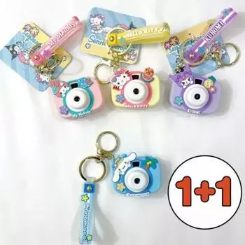 Брелок-подставка со светодиодной камерой Sanrio 1+1 Cinnamoroll My Melody Hello Kitty Куроми, популярный персонаж в Корее