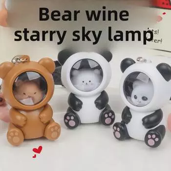 Брелок-подсветка «Звездное небо» 2024 года в виде панды: Изысканный подарочный кулон для женщин и школьных ранцев. No Buckle