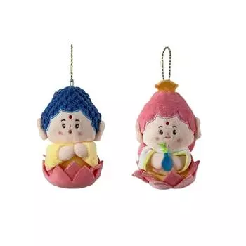 Брелок-подвеска Будда плюшевый Лотосная основа мультяшный Будда кукла Будда плюшевый кулон подарок на день рождения синий