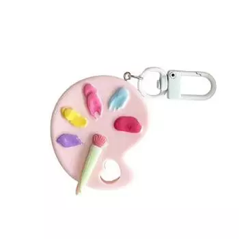 Брелок-подвеска Дизайн кисти и палитры художника Подвеска-брелок с металлическими карабинами для сумок, ключей, рюкзаков розовый