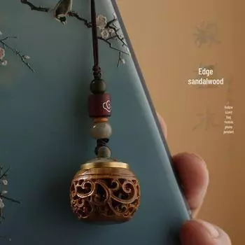 Брелок-подвеска для ароматерапии из зеленого сандалового дерева: Портативный тибетский благовонный мешочек в старинном стиле
