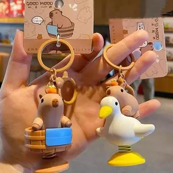 Брелок-подвеска для рюкзака с подвеской в виде морской свинки, противопотеряшка, забавная парная цепочка для ключей в виде капибары take a bath