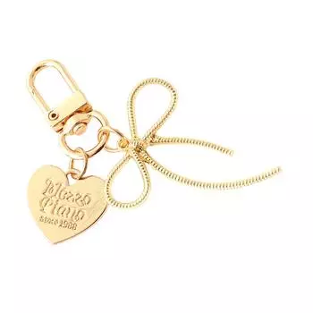 Брелок-подвеска для сумки в виде сердечка с бантиками, модные декоративные аксессуары для сумки, рюкзака, эстетичный брелок, подарки золотой