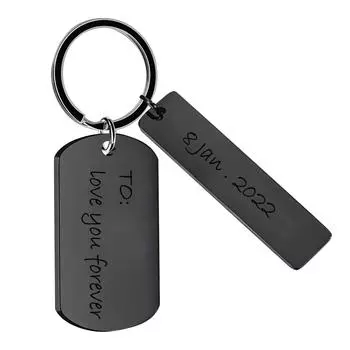 Брелок-подвеска из нержавеющей стали, праздничный подарок, небольшой подарок, металлический брелок с гравировкой чёрный