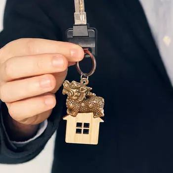 Брелок-подвеска Kylin, мини-статуэтка, настольная скульптура, украшение для дома, статуэтка Qilin из латуни