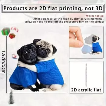 Брелок-подвеска «Обнимающиеся мопсы», 2D плоский акриловый шарм-украшение, подвесное украшение для автомобиля, сумок, для праздника, вечеринки, подарок