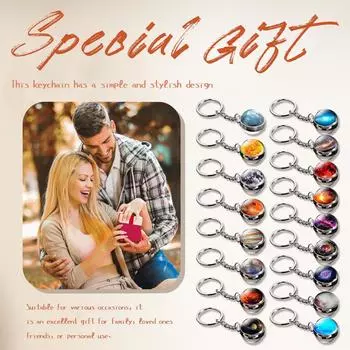 Брелок-подвеска «Планета Луна» с драгоценными камнями и временем One Size