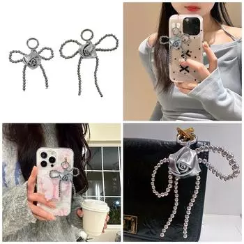 Брелок-подвеска ручной работы из бисера и банта, элегантная роза, брелок-подвеска для телефона, украшение для рюкзака, телефонов и сумки S