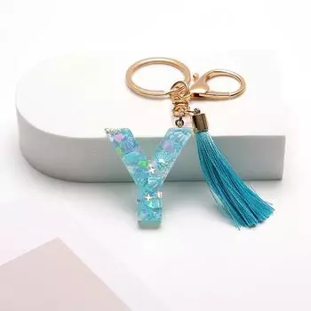 Брелок-подвеска с кисточкой из 26 букв, блестки, смоляные брелки с буквами алфавита для женщин и девочек, украшения для рюкзака, подарки U