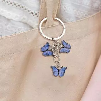 Брелок-подвеска с яркими цветными бабочками, декоративный брелок для ключей, подвеска на сумку, автомобиль фиолетовый