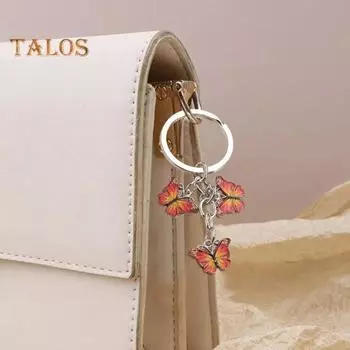 Брелок-подвеска с яркими цветными бабочками, декоративный брелок для ключей, подвеска на сумку, аксессуар для украшения автомобиля фиолетовый