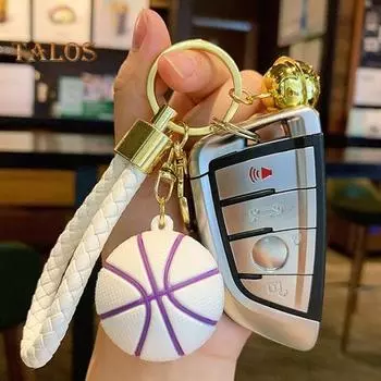 Брелок-подвеска с ремешком на запястье и мини-баскетбольный брелок из полированной нержавеющей стали. Школьная сумка. Украшение рюкзака. Подвеска. Брелок унисекс. красный