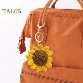 Брелок Подвеска Вязание крючком Подсолнух Форма Брелок Декоративные Подвески Сумки Телефоны Автомобили Аксессуары темно-желтого