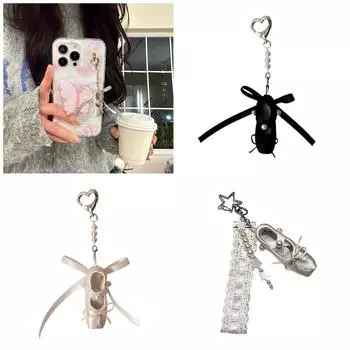 Брелок-подвеска в виде балетной туфельки, милый бант, подвеска для танцевальной обуви, украшение для ключей, рюкзак, украшение для женщин и девочек 1 розовый