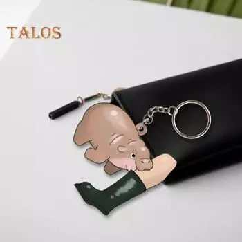 Брелок-подвеска в виде бегемота, небольшой брелок-подвеска, выделяющийся, необычный брелок-подвеска, сумка, рюкзак, аксессуар, подарок C