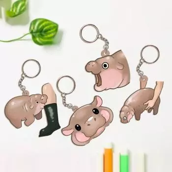 Брелок-подвеска в виде бегемота, небольшой брелок-подвеска, выделяющийся, необычный брелок-подвеска, сумка, рюкзак, аксессуар, подарок A