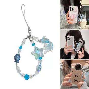 Брелок-подвеска в виде дельфина/карпа, брелок из акриловых бусин ручной работы для мобильного телефона или камеры, персонализированный брелок, подвеска, ювелирное украшение 2