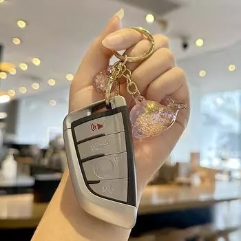 Брелок-подвеска в виде дельфина, мультяшная милая девочка, пузырьки, сплошной цвет, автомобильный брелок синий