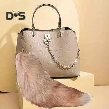 Брелок-подвеска в виде искусственного лисьего хвоста, ручной работы, искусственный меховой хвост, косплей, ренессанс, пушистый хвост, аксессуар для сумки 40cm C