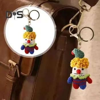 Брелок-подвеска в виде клоуна, связанный крючком, аниме-брелок, подвесное украшение ручной работы, многофункциональный аксессуар для салона автомобиля B