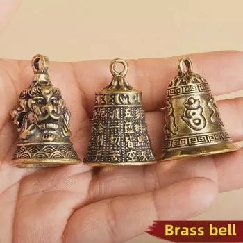 Брелок-подвеска в виде колокольчика Heart Sutra из латуни с дизайном в виде головы льва