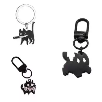 Брелок-подвеска в виде кота, держатель для ключей, брелок для автомобиля с котом, креативный черный котенок, брелки для сумки, подвеска Style 2