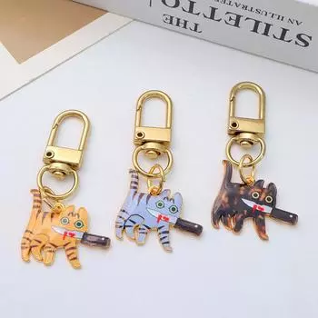 Брелок-подвеска в виде кота на Хэллоуин, креативный нож, брелок-кошка-убийца, украшение для рюкзака, аксессуары, подарки A7