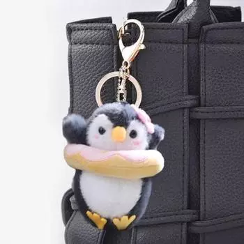 Брелок-подвеска в виде куклы с дизайном пингвина, яркие цвета, брелок-подвеска, легко найти ключи, изящно сшитый брелок-подвеска чёрный