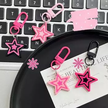 Брелок-подвеска в виде куклы с изображением красной пятиконечной звезды из мультфильма «Роза», милый и креативный декор для сумки для девочек розовый