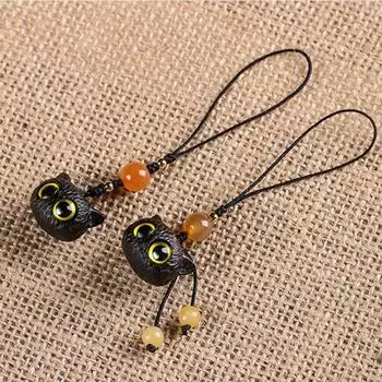 Брелок-подвеска в виде маленького кота из дерева, мультяшный кулон в виде маленького кота из сандалового дерева, унисекс Style 1