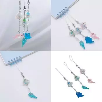 Брелок-подвеска в виде медузы, брелок-подвеска в виде дельфина, брелок из смоляных бусин, декоративный телефонный подвесной аксессуар B