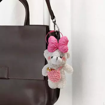 Брелок-подвеска в виде медведя для взрослых, кукла-животное для сумок, выпускной White Pink