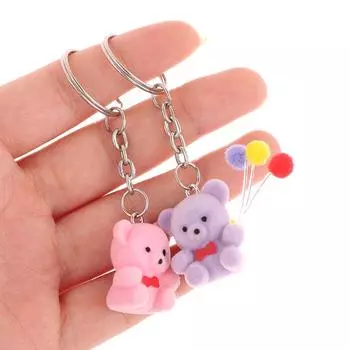 Брелок-подвеска в виде медведя из флокированного воздушного шара, мини-кукла-медведь, сидящая на флоке, брелок для автомобиля, сумки, рюкзака, подвески, декор, подарок темно-коричневого