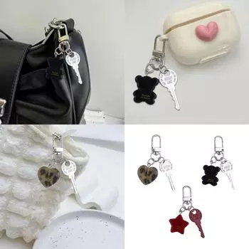 Брелок-подвеска в виде медведя из смолы, симпатичная звезда, бижутерия, брелки для ключей в форме сердца, украшения для ключей, подарок для женщин и пар T1