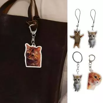 Брелок-подвеска в виде мультяшного кота 2D акриловый толстый ремень с застежкой-лобстером брелок для автомобиля сумка аксессуары подарок на рождественскую вечеринку A