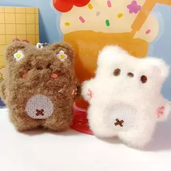 Брелок-подвеска в виде мультяшного медведя, милая плюшевая кукла, игрушка кавайная, пушистая, мягкая, набитая, сумка-брелок, подвески, украшения для женщин и девочек коричневый